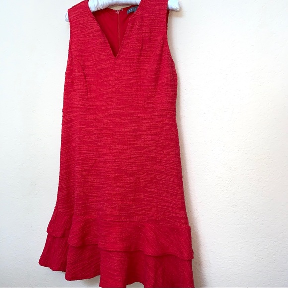 Sharagano Red Ruffle Knit Sleeveless Dress Sz 8P - Picture 3 of 10